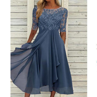 Schöne Damenkleider, asymmetrisch, Chiffon, Top-Kleid-5