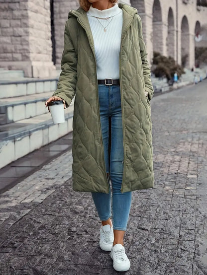 Damenjacke Kapuzenjacke aus Baumwolle mit langen Ärmeln und gepolstertem Design-2