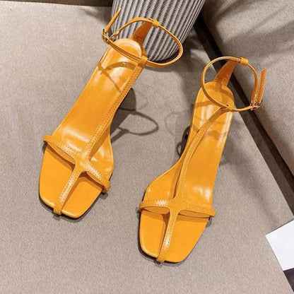 Variantenbild für Damen-Gladiator-Sandalen aus PU-Leder mit hohem Absatz 5-8 cm-3
