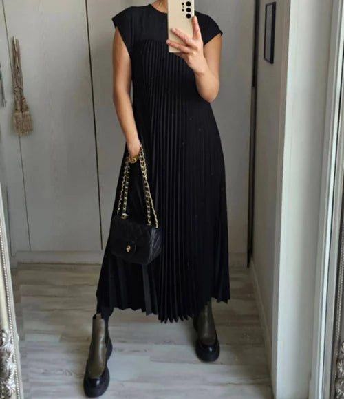 Variant image for Damenkleid, plissierter monochromer hochwertiger Stoff-13