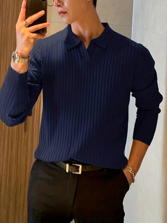 Variantenbild für Herren-Poloshirt langärmlig lässig aus 100 % Baumwolle-9
