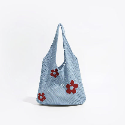 Damen Schultertasche Gehäkelt Vielseitiges Design in Mischung aus Strickgarn 4