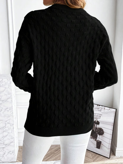 Damenpullover mit monochromem Punktmuster aus nachhaltigem Strickstoff – entspannte Passform für kalte Tage 6