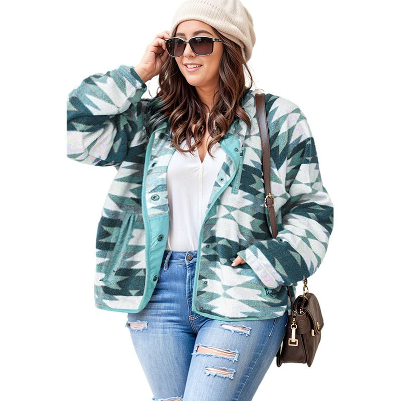 Damen-Fleecejacke, Oversized, Ethno-Stil, weich, Fleece-5