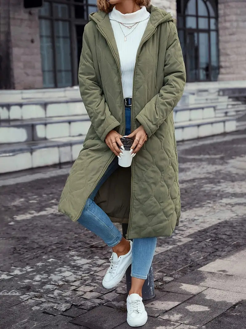 Damenjacke Kapuzenjacke aus Baumwolle mit langen Ärmeln und gepolstertem Design-3