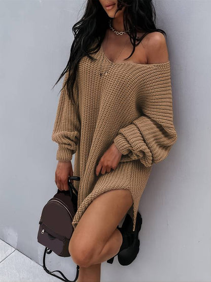 Damen-Midikleid, oversizedes Strickdesign, für lässiger Stil 10