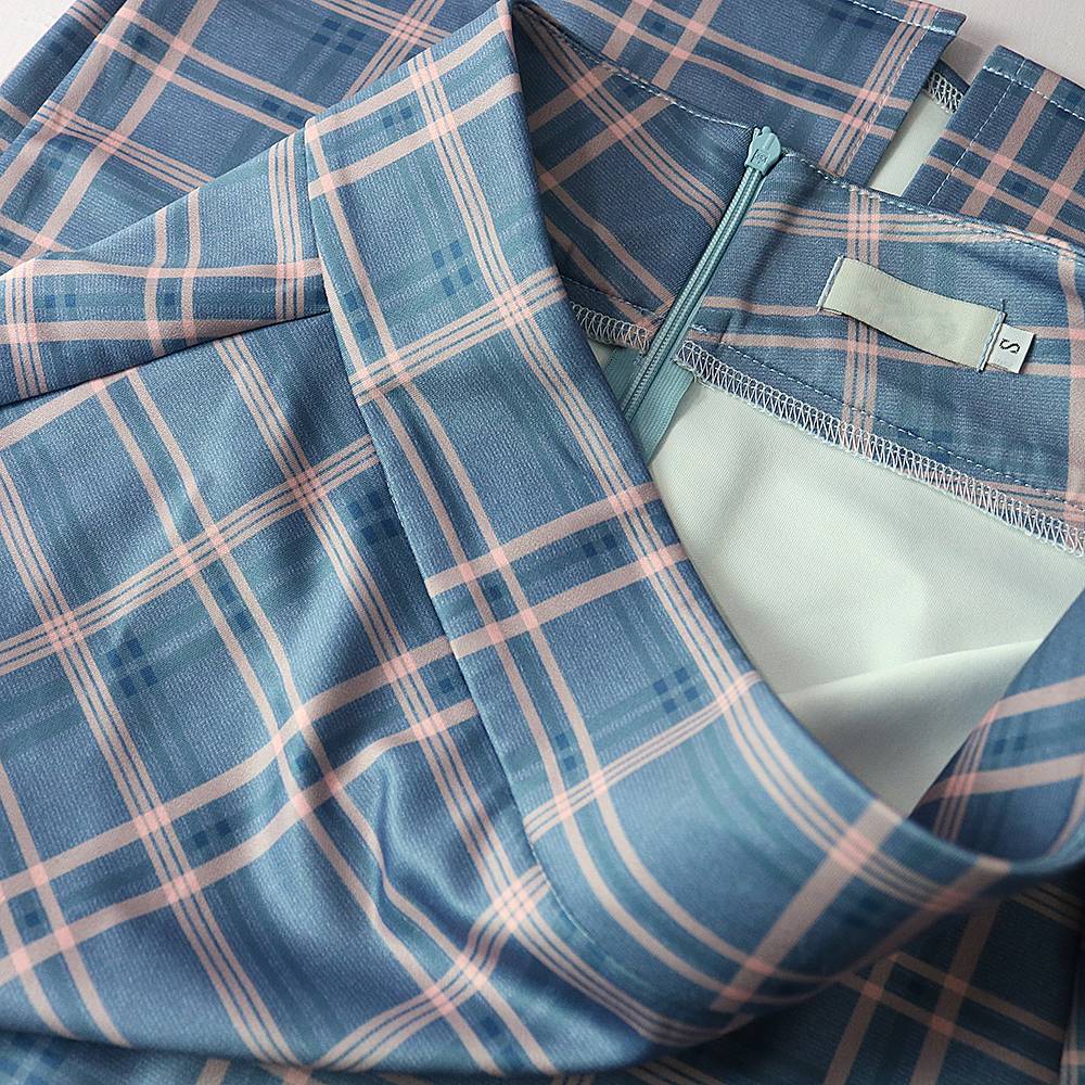 Damen-Midi-Rock, Karomuster, Polyester, und Baumwolle-4