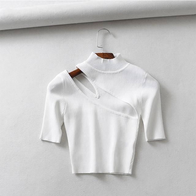 Variantenbild für Damen-T-Shirt mit kurzen Ärmeln und Streifen, aus Polyester und Acryl-5