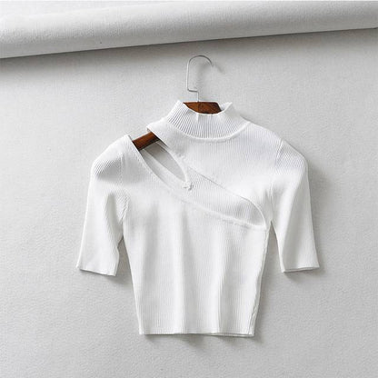 Variantenbild für Damen-T-Shirt mit kurzen Ärmeln und Streifen, aus Polyester und Acryl-5