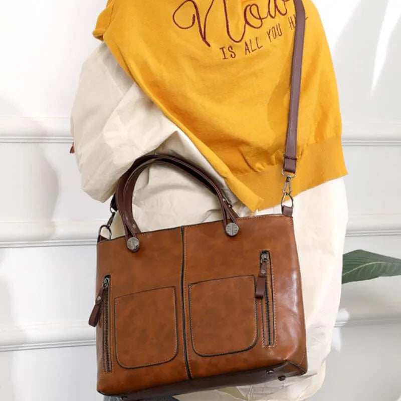Damen Schultertasche Leder Modernes Design Schultertasche 4