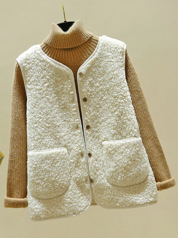 Damen-ärmelloser Cardigan, Lammwolle-1