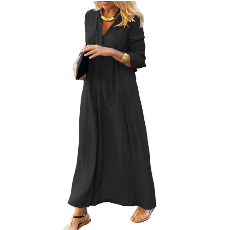 Langes Kleid aus weichem Stoff mit zeitloser Eleganz für Hochzeiten und formelle Anlässe – Schmeichelhafte Passform in den Größen S, M, L, XL 1