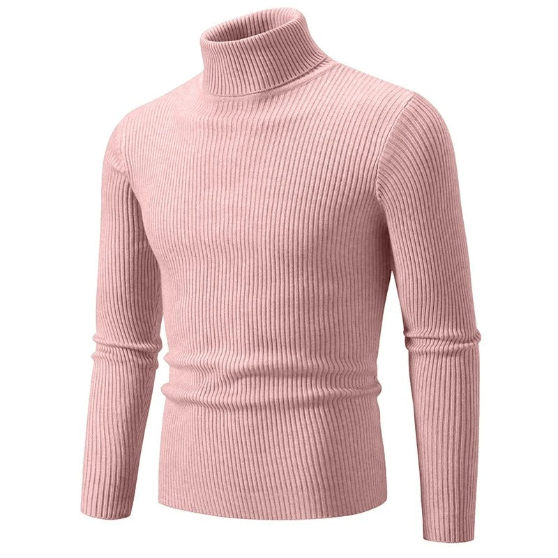 Damen-Strickpullover, gestreifter Rollkragen, Acrylmischung-5