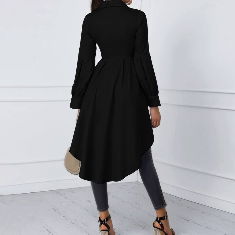 Damen-Tunika, langärmeliges Polyester, Spandex elegante figurative Passform-4