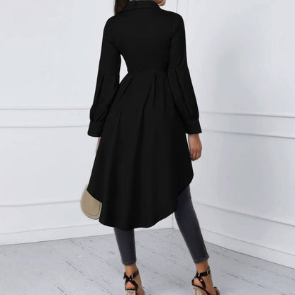 Damen-Tunika, langärmeliges Polyester, Spandex elegante figurative Passform-4