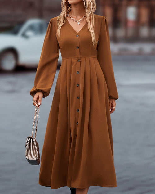 Damen-Herbstkleid Zeitloses Design Warmer Stoff Eleganter Stil-1