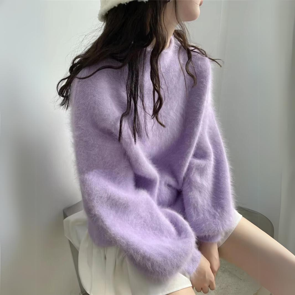 Damen-Pullover, Ballonärmel, weich, gestrickt, Acryl-Mix-1
