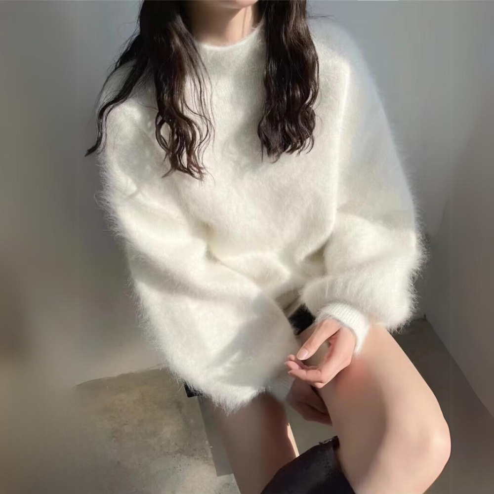 Damen-Pullover, Ballonärmel, weich, gestrickt, Acryl-Mix-2