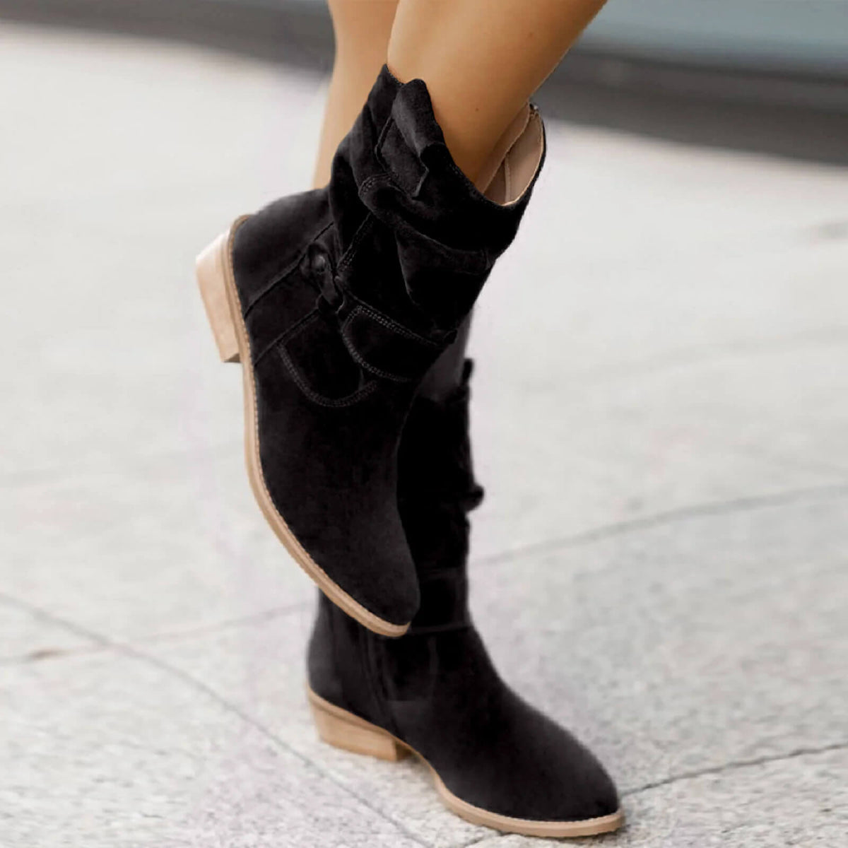 Damen-Stiefel, WildLeder, zeitloses Design, hohe Qualität, bequeme Passform-3