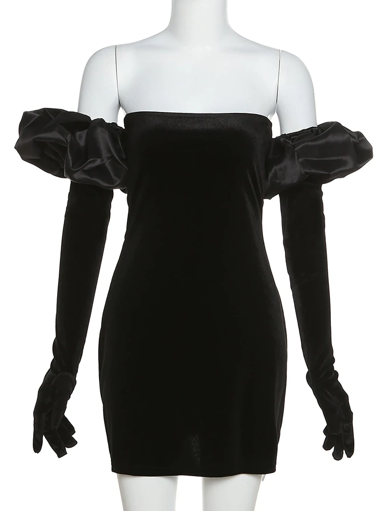Schöne Damenkleider, Mini, Kleid, Puffärmeln, Polyester-4