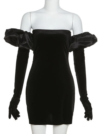 Schöne Damenkleider, Mini, Kleid, Puffärmeln, Polyester-4