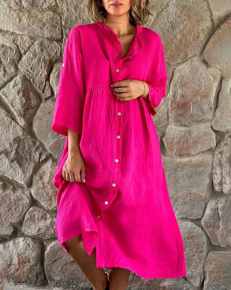 Variant image for Damen-Kleid, lang, fließend, Knopfdesign, Polyester-1