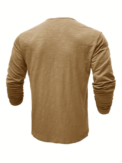 Herrenhemd, Henley, Halbknopfleiste, Stretchmaterial, zeitloser Stil-4