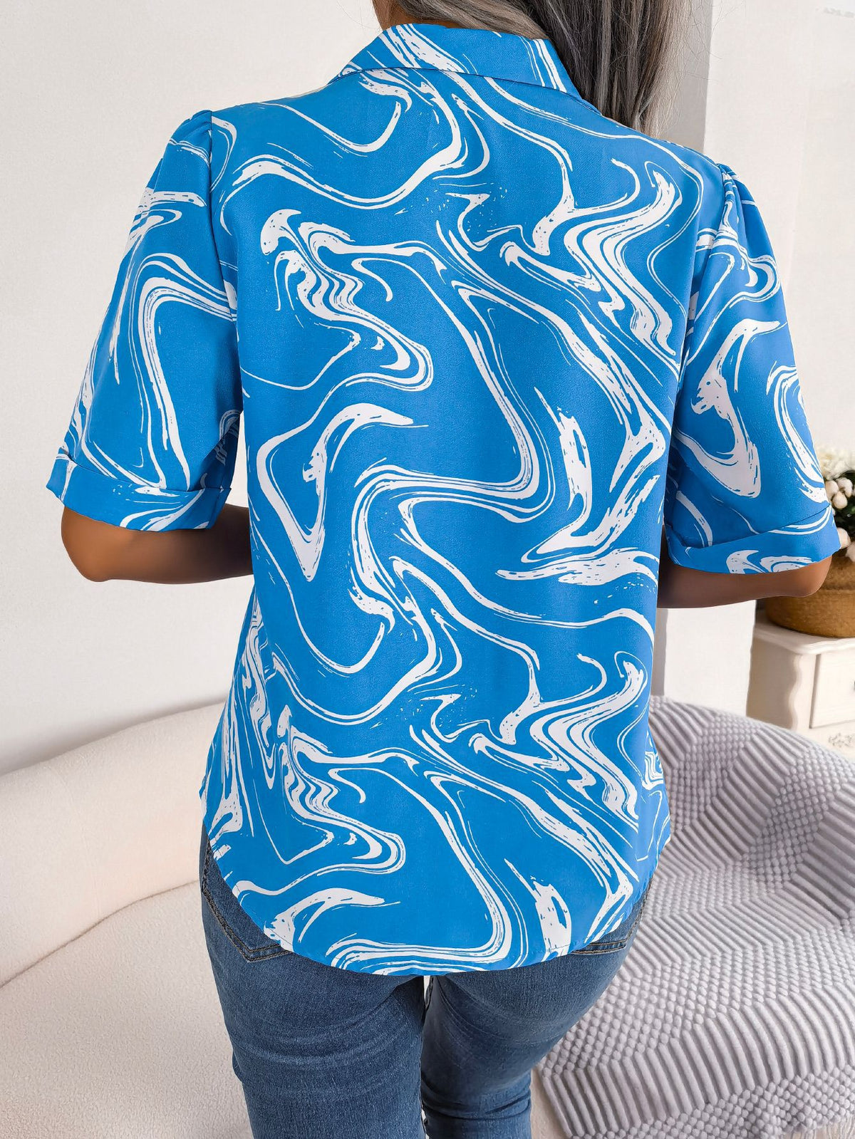 Damen-Trainings-T-Shirt mit kurzen Ärmeln, Tie-Dye-Print, aus 100% Baumwolle-2