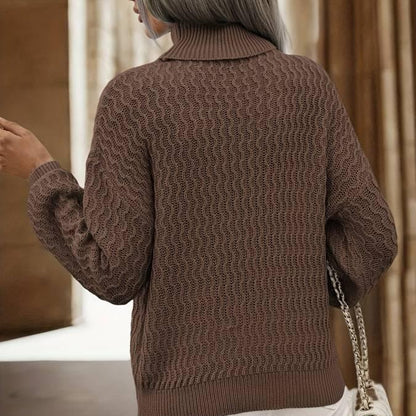 Damen-Rollkragenpullover, kuscheliger Winterstil, weiches Material-2