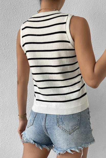 Damen-Strickpullover, runder Ausschnitt, gestreiftes Muster, hochwertiges Material-3
