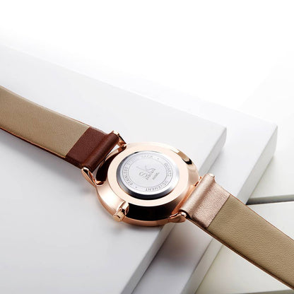 Herrenuhr, rund, diagonales Design, aus Edelstahl, mit PU-Lederband-4