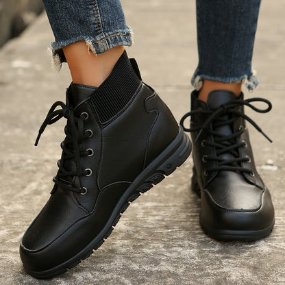 Damen-Stiefeletten mit elastischem Taillenband aus synthetischem Material-1