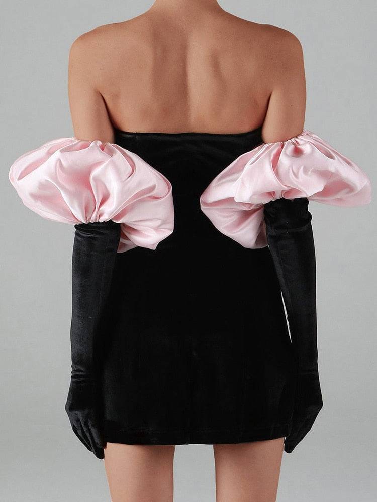 Schöne Damenkleider, Mini, Kleid, Puffärmeln, Polyester-2