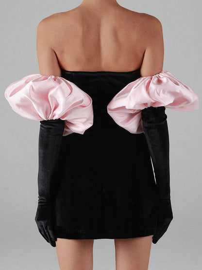 Schöne Damenkleider, Mini, Kleid, Puffärmeln, Polyester-2