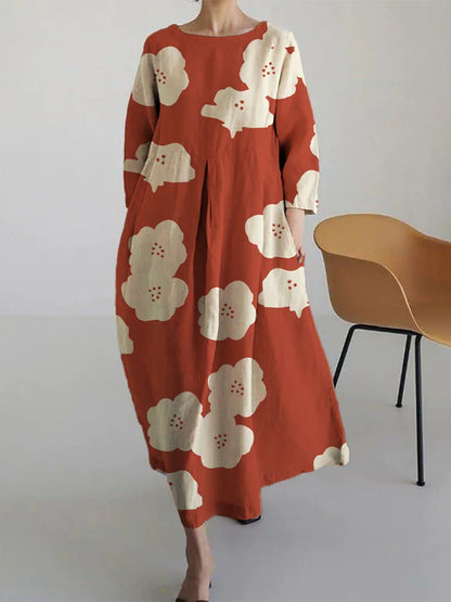 Damen-Sommerkleid, Blumenmuster, schlichtes Design, leichtes Material 3