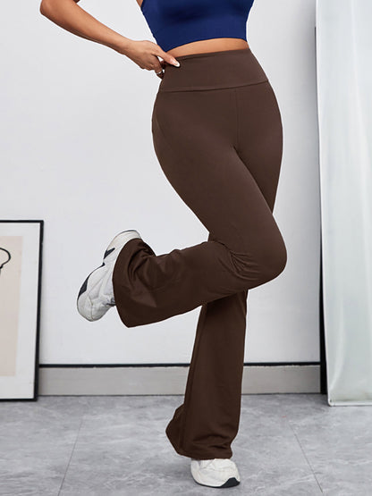 Damen-Hose, hohe Taille, ausgestellt, Stretchmaterial-2
