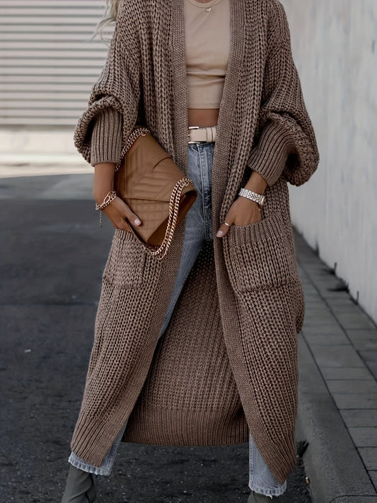 Damen-Strickjacke, Casual, Wolle, mit Taschen, langer Ärmel 1