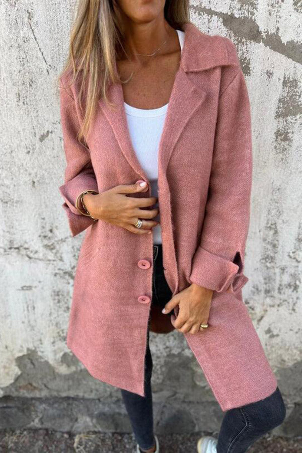 Damen-Midimantel, klassischer Stil, weicher Stoff-3