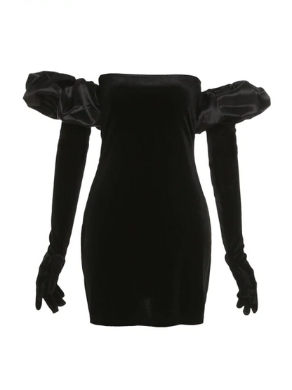 Schöne Damenkleider, Mini, Kleid, Puffärmeln, Polyester-5