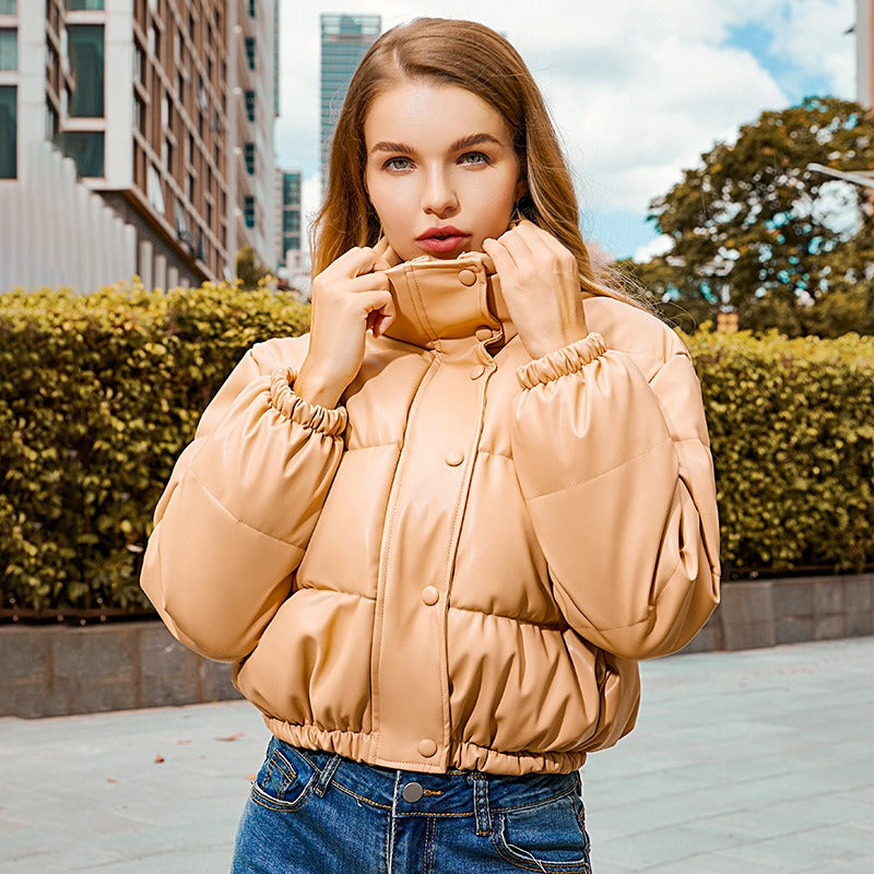 Damen-Kurzjacke, Winter, Baumwollfüllung, trendig, lässige Passform-1