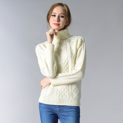 Damen-Rollkragenpullover, Zopfstrick, Acryl-1