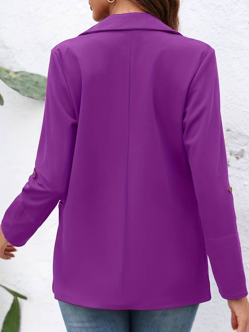Damen Blazer Offene Front Lockerer Stil Hochwertiger Stoff-2