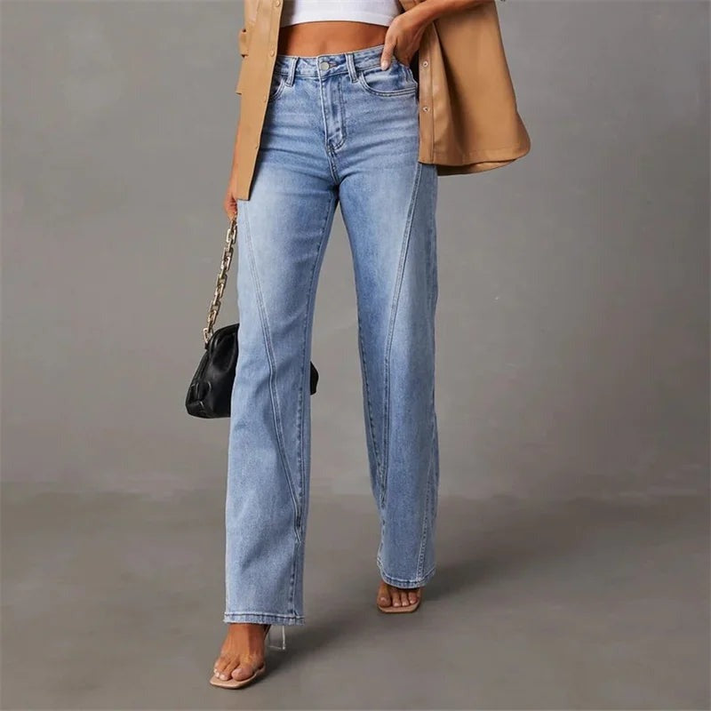 Damen-Jeans mit hoher Taille Lässig Denim Qualität 5