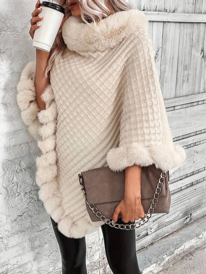 Damen-Poncho, fließendes Design, weicher Stoff-4