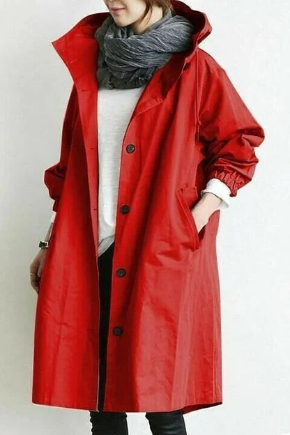 Damen-Regenjacke, Oversize, wasserbeständiger Stoff mit Kapuze-4