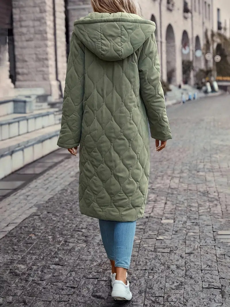 Damenjacke Kapuzenjacke aus Baumwolle mit langen Ärmeln und gepolstertem Design-5