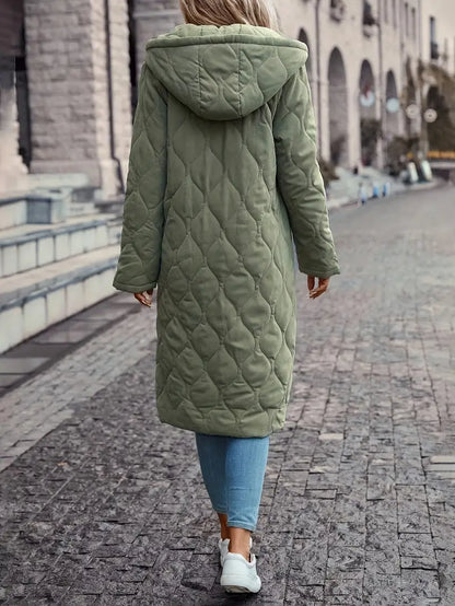Damenjacke Kapuzenjacke aus Baumwolle mit langen Ärmeln und gepolstertem Design-5