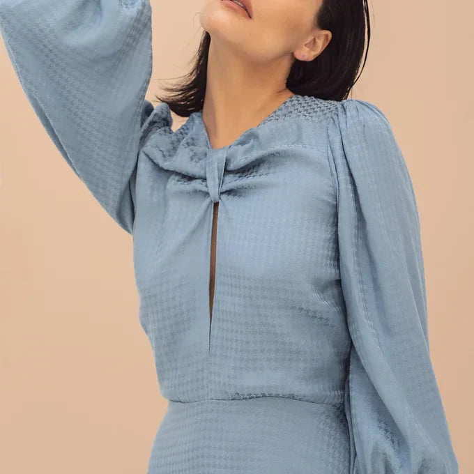 Damen-Kleid, Puffärmel, Jacquard, Polyester, Viskose-4