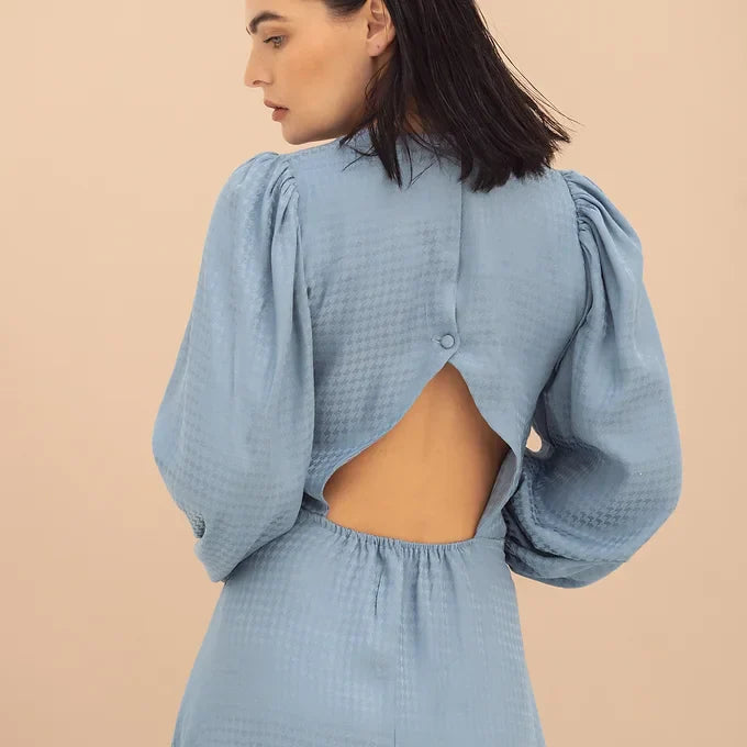 Damen-Kleid, Puffärmel, Jacquard, Polyester, Viskose-5
