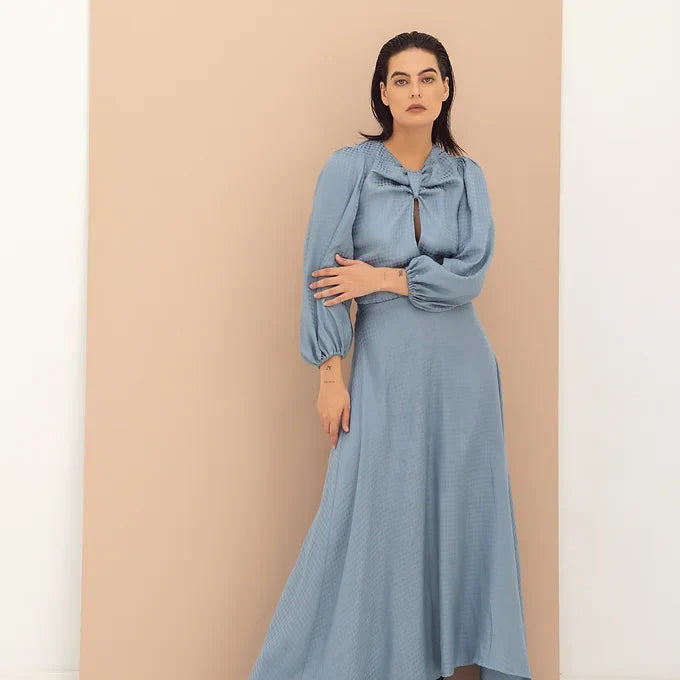 Damen-Kleid, Puffärmel, Jacquard, Polyester, Viskose-2